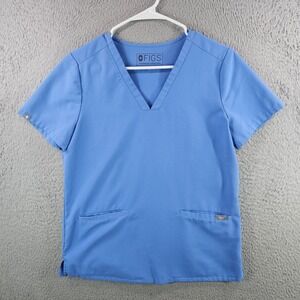 FIGS Casma Scrub Top Womens Small Blue V-Neck Technical Collection FW1100